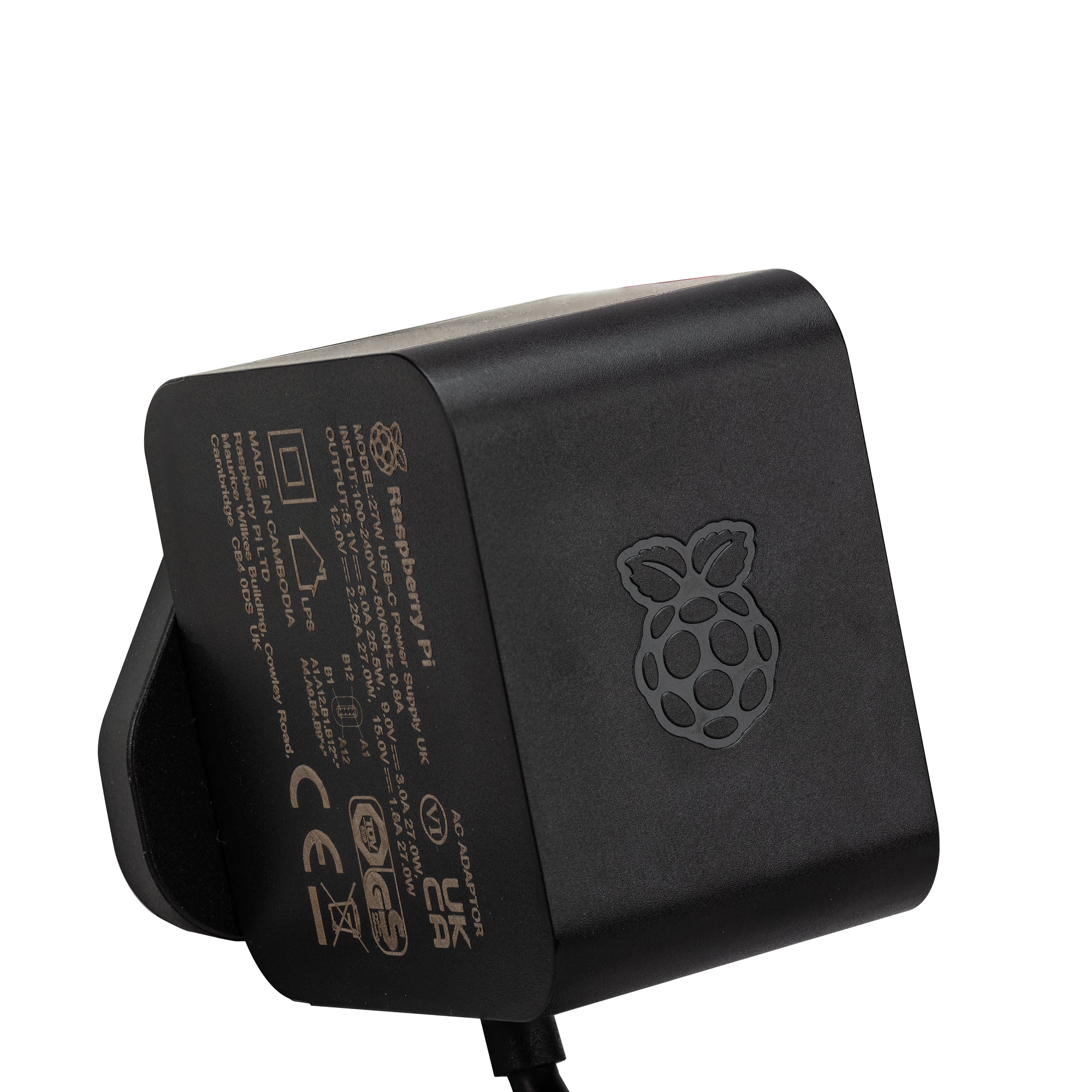 Official USB-C PD Power Supply for Raspberry Pi 5 - 27W, Black Official USB-C PD Power Supply for Raspberry Pi 5 - 27W, Black
